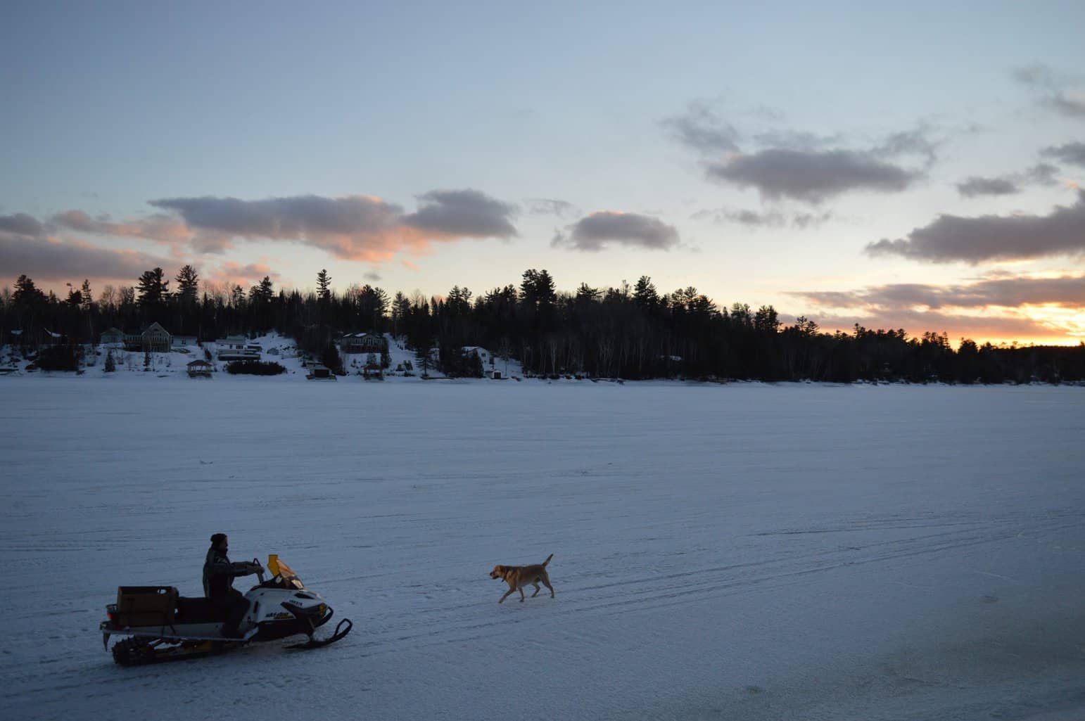 snowmobiler riding in the mid west